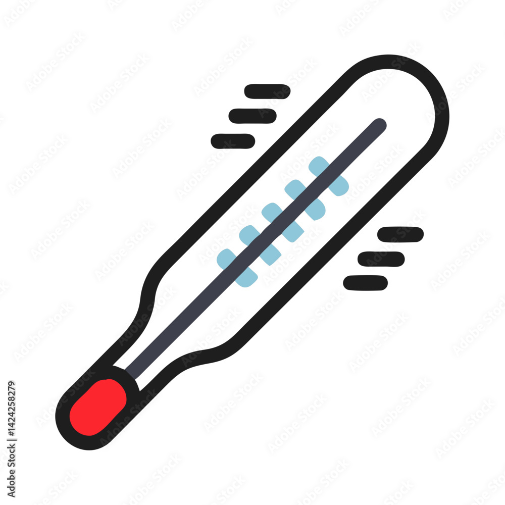 Poster thermometer icon representing fever measurement
