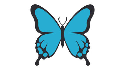 Naklejka premium blue butterfly simple shape vector illustration isolated on white