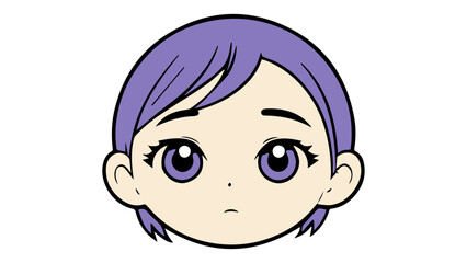 cute girl face with purple hair and eyes vector illustration
