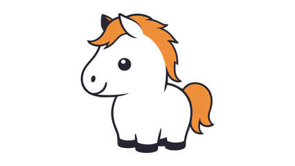 cute little horse cartoon isolated on white background, simple cute smiling little pony vector icon illustration