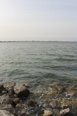 sea and rocks footage of the city of dammam in Corniche, located in eastern Saudi Arabia on the Arabian Gulf