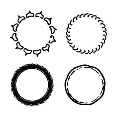 Set of  Grunge Circular Frames with Rough Edges