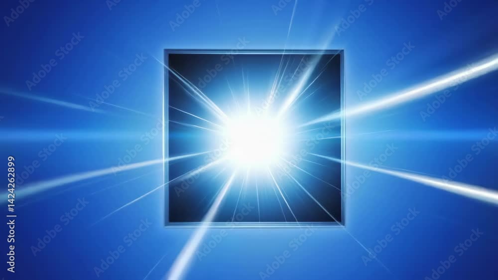 Aufkleber dynamic light rays emanating from a central point against a vibrant blue background, creating a sens