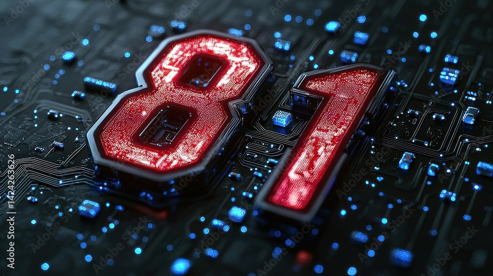 Poster digital code 81 on circuit board