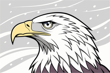 Bald Eagle Head Drawing Detailed Profile with Sharp Beak & Feathers Winter Wildlife Art for Logos & Coloring