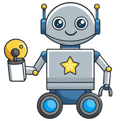 Fototapeta premium Cute cartoon robot vector illustration for kids technology and artificial intelligence concept design