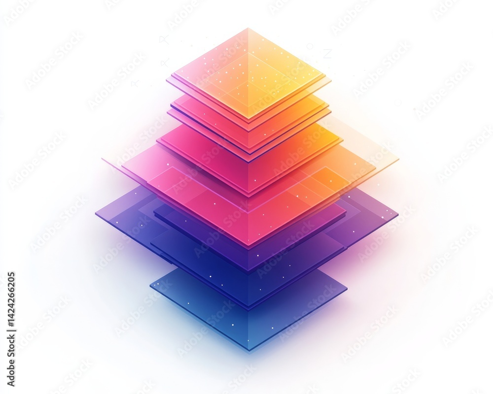 Poster gradient-filled like icon with dynamic overlapping layers, modern flat look