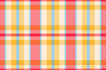 Checks vector fabric texture, warm textile plaid pattern. Commerce seamless tartan check background in papaya whip and amber colors.