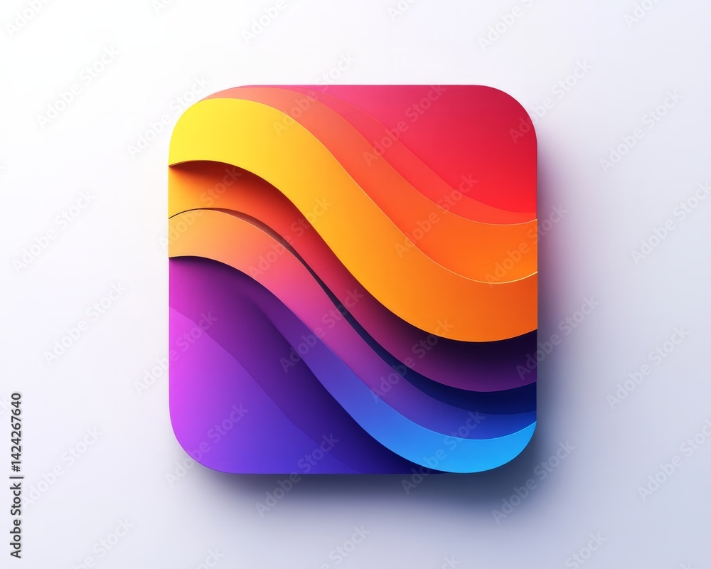 Poster dynamic like icon with overlapping gradient layers, modern flat style