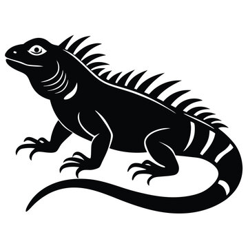 black iguana reptile silhouette clip art preview