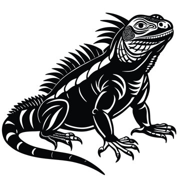 black iguana stylized art clip art preview