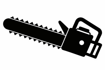 Chainsaw Black and White Silhouette Vector Illustration