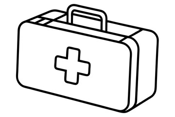 First Aid Kit Line Art Vector Illustration