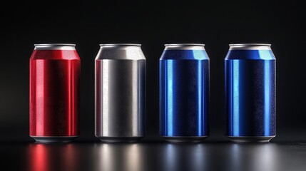 Cool Drinks Cans  Red  Silver  Blue  Aluminum  Beverage Packaging