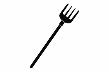 Garden Fork Black and White Silhouette Vector Illustration