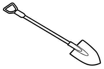 Garden Shovel Line Art Vector Illustration
