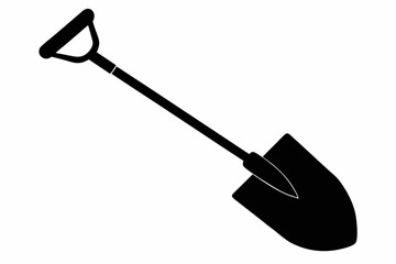 Garden Shovel Black and White Silhouette Vector Illustration