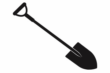 Garden Shovel Black and White Silhouette Vector Illustration
