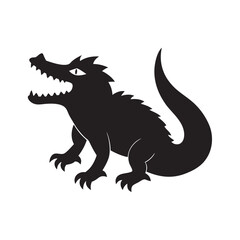 Black silhouette of a aggressive crocodile
