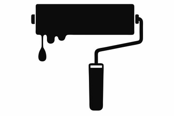 Paint Roller Black and White Silhouette Vector Illustration