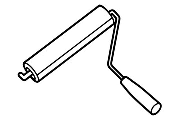 Paint Roller Line Art Vector Illustration