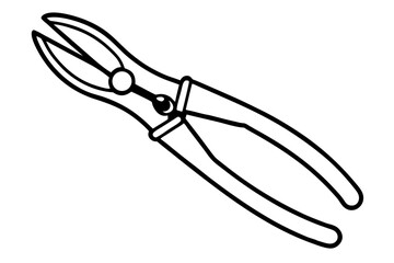 Pliers Line Art Vector Illustration