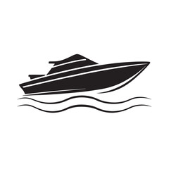 Silhouette of a speed boat slicing