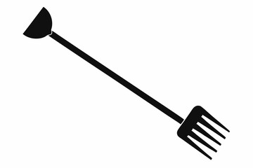 Rake Black and White Silhouette Vector Illustration