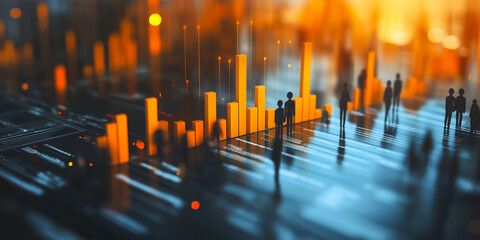 3D Visualization of Survival Strategies in Business Ecosystems Illustrating Resource Utilization and Crisis Management Techniques