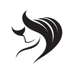 Abstract woman silhouette with windswept hair form