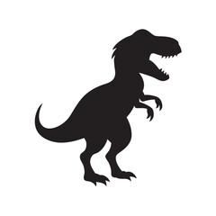 Silhouette of a t rex on white background