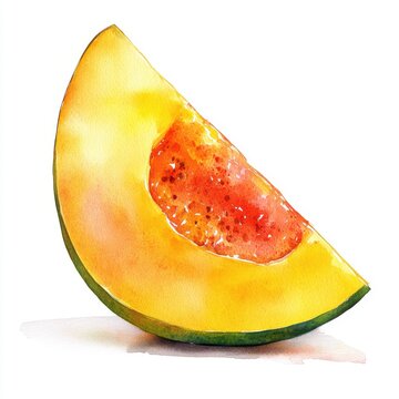 recommend clip art: Watercolor Cantaloupe Slice: Summer Fruit Art