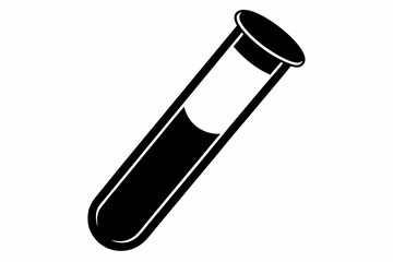 Test Tube Black and White Silhouette Vector Illustration
