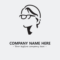 woman with glasses silhouette illustration black and white for logo company vector image