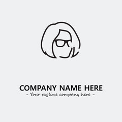 woman with glasses silhouette illustration black and white for logo company vector image