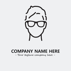 woman with glasses silhouette illustration black and white for logo company vector image