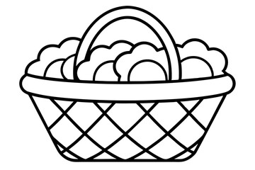 Vegetable Basket Line Art Vector Illustration