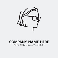 woman with glasses silhouette illustration black and white for logo company vector image