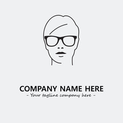 woman with glasses silhouette illustration black and white for logo company vector image