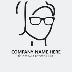 woman with glasses silhouette illustration black and white for logo company vector image