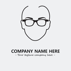 woman with glasses silhouette illustration black and white for logo company vector image