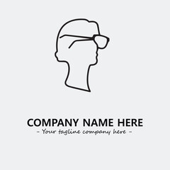 woman with glasses silhouette illustration black and white for logo company vector image