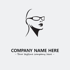 woman with glasses silhouette illustration black and white for logo company vector image