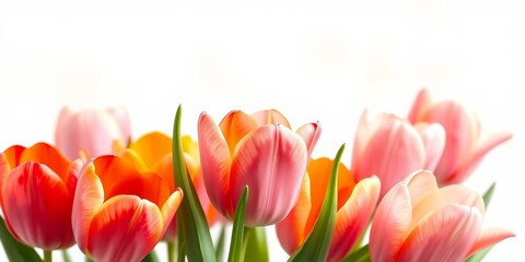 Obraz premium Vibrant watercolor tulips, soft petals, spring bloom, nature, painting
