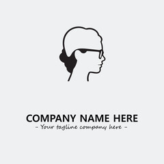 woman with glasses silhouette illustration black and white for logo company vector image