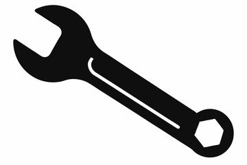 Wrench Black and White Silhouette Vector Illustration
