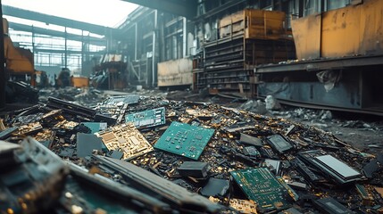 Metal scrap in a metal processing plant. Selective focus. Shallow depth of field