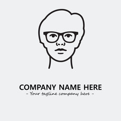 woman with glasses silhouette illustration black and white for logo company vector image