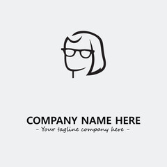 woman with glasses silhouette illustration black and white for logo company vector image