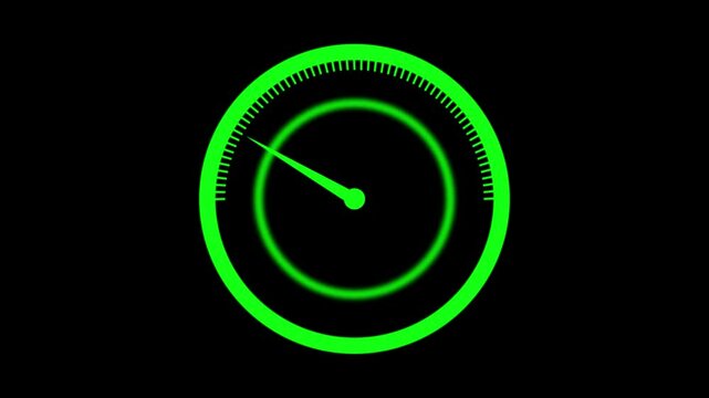 speed meter animation, speed test meter icon animation on black background.Speedometer for download and upload speed concept.